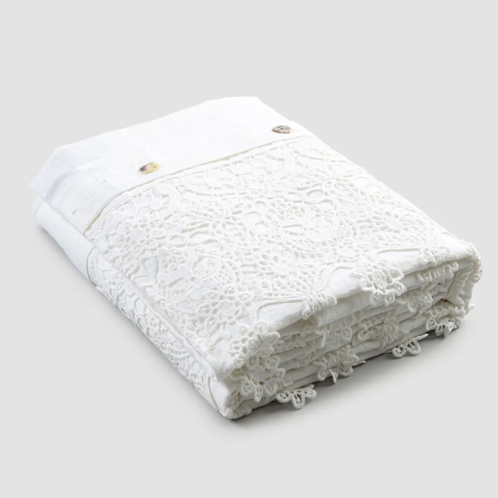 Leinen Doppelbettbezug mit Lace Drops Container Sack - Amadeus