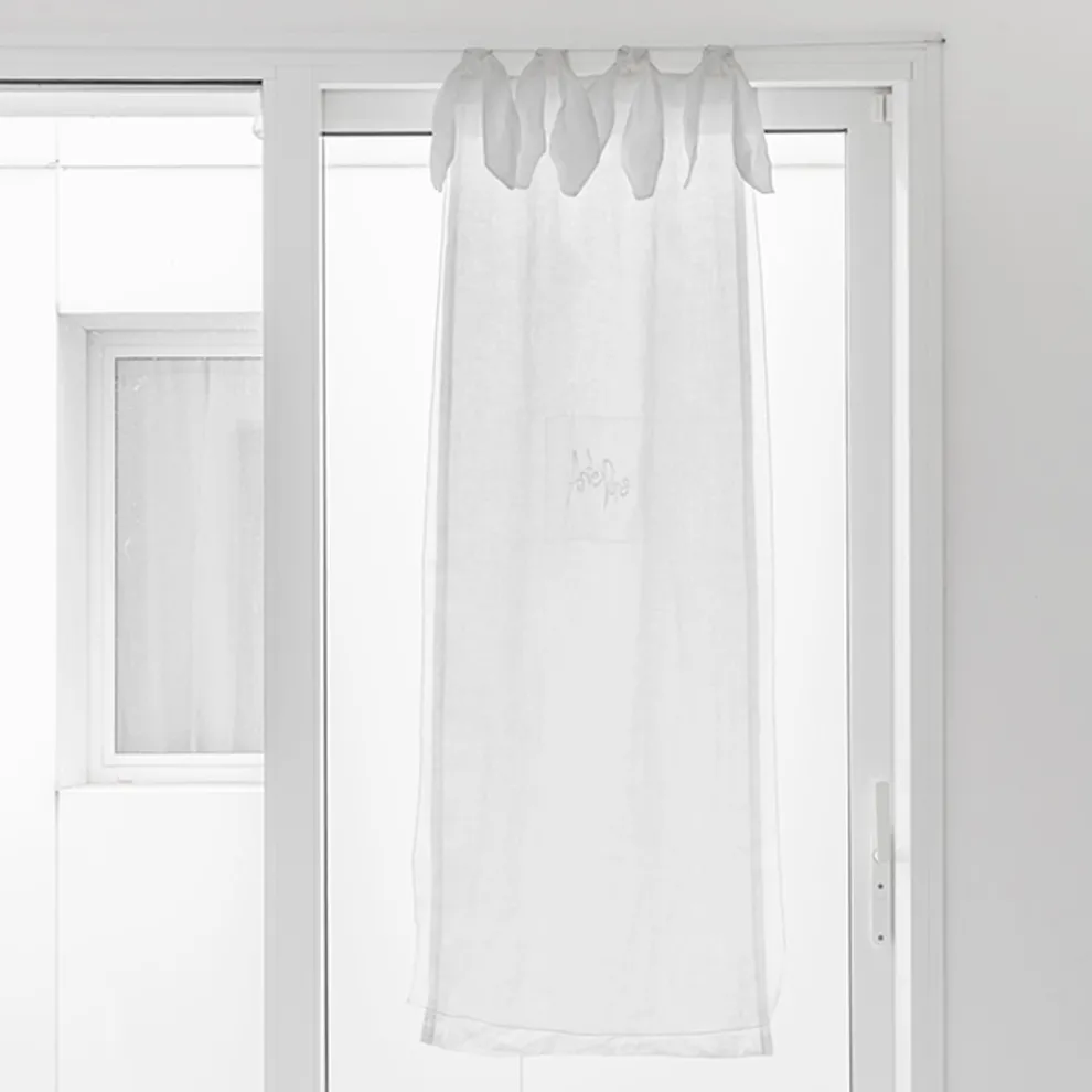 Vorhang mit Leinengaze und weißem Organza von elegantem Design - Tapioka