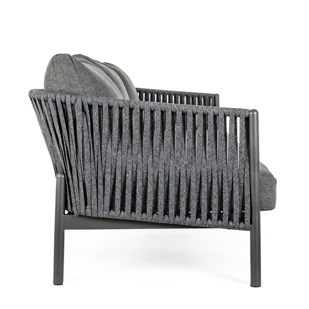 Outdoor Sofa Aluminium und Seil mit Stoffkissen, Homemotion - Shama