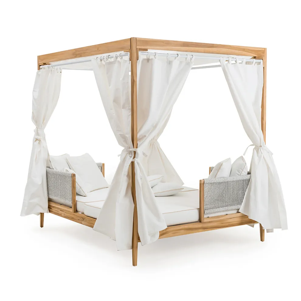 Outdoor-Tagesbett aus Teakholz und Seilweberei - Arjuna