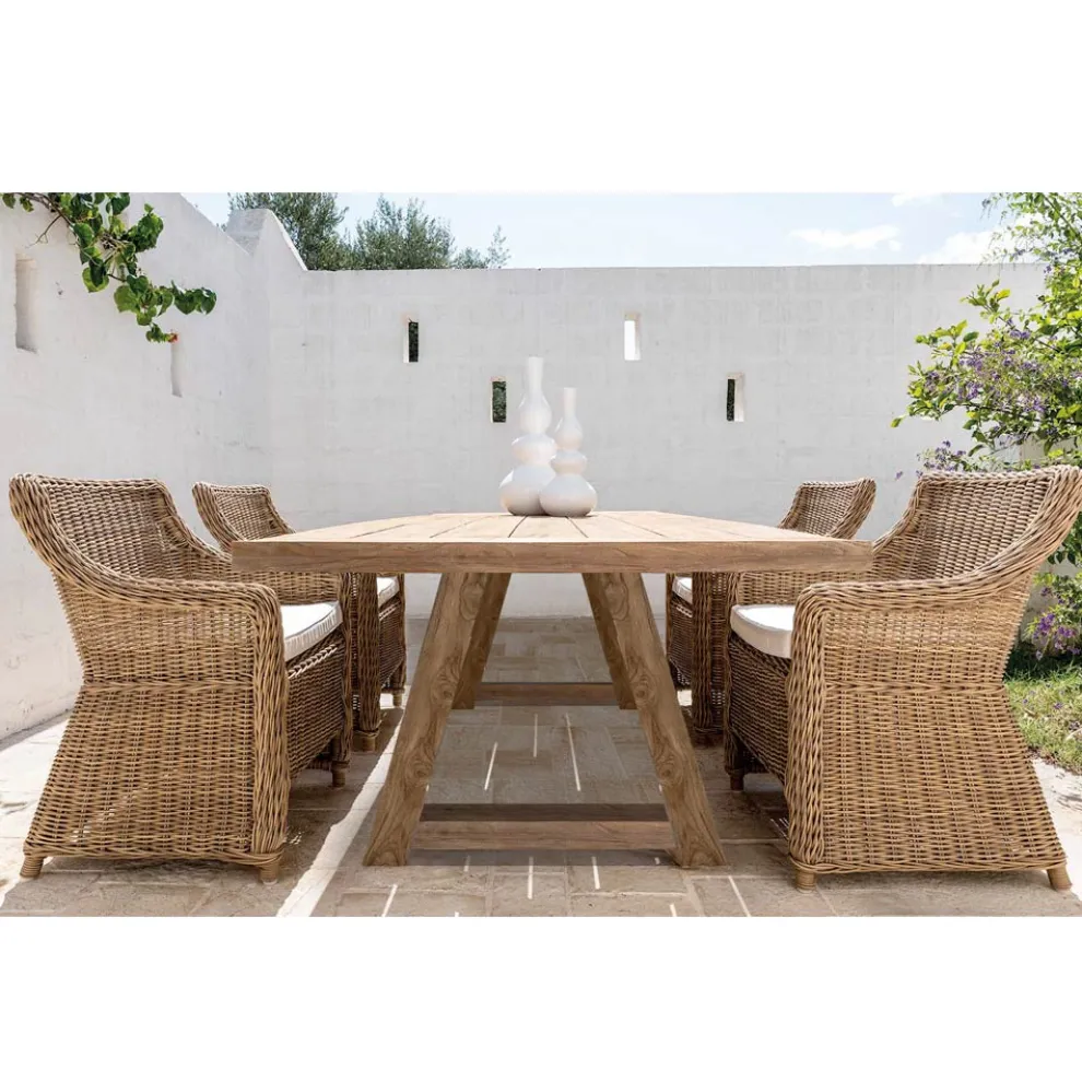 Esstisch für den Außenbereich aus recyceltem Teakholz Made in Italy - Bambi