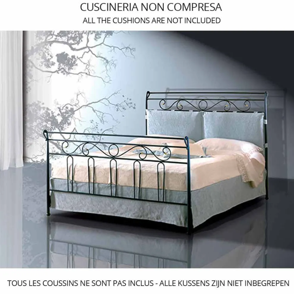 Garofano Jugend, Queen Size Bett aus Schmiedeeisen in Design