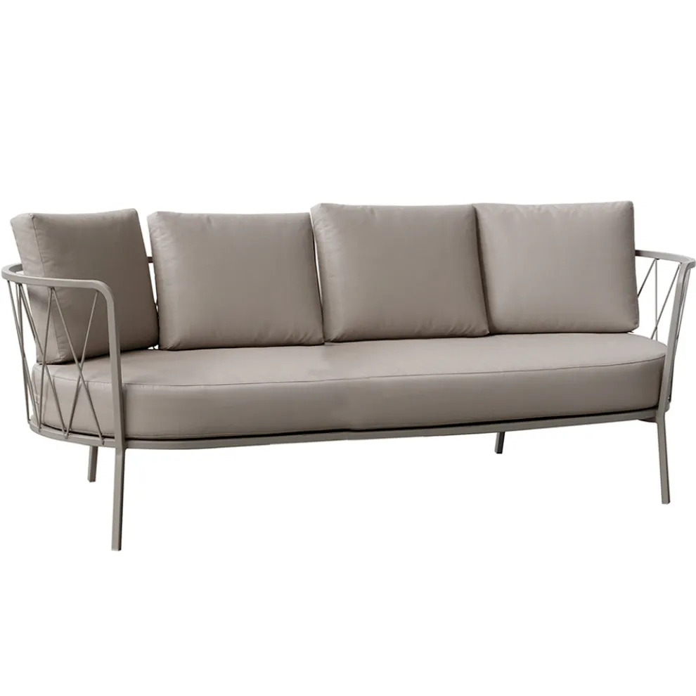 3-Sitzer-Gartensofa mit Kissen aus Stahl, hergestellt in Italien – Brienne