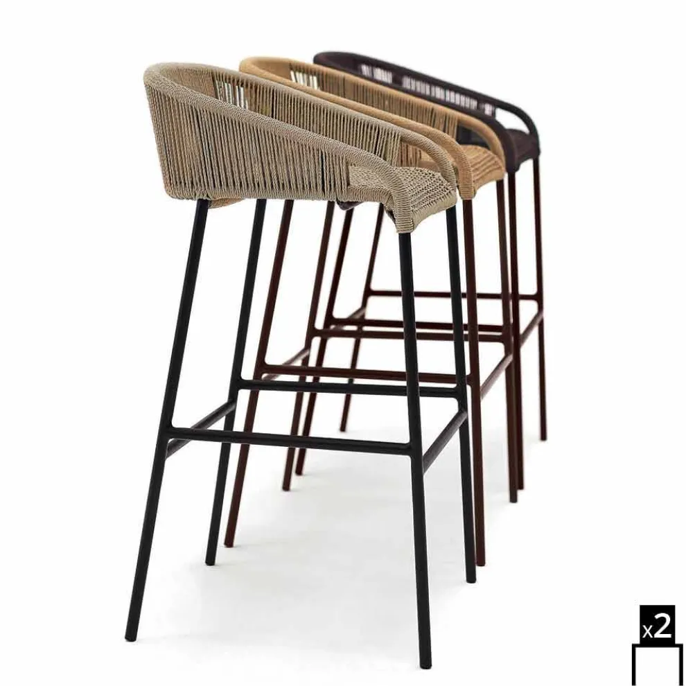 Sitzhocker handgeflechtet 2 Teile Varaschin