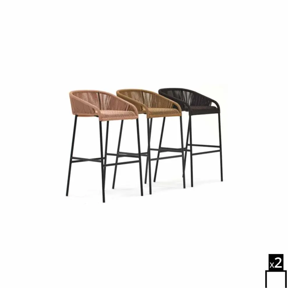 Sitzhocker handgeflechtet 2 Teile Varaschin