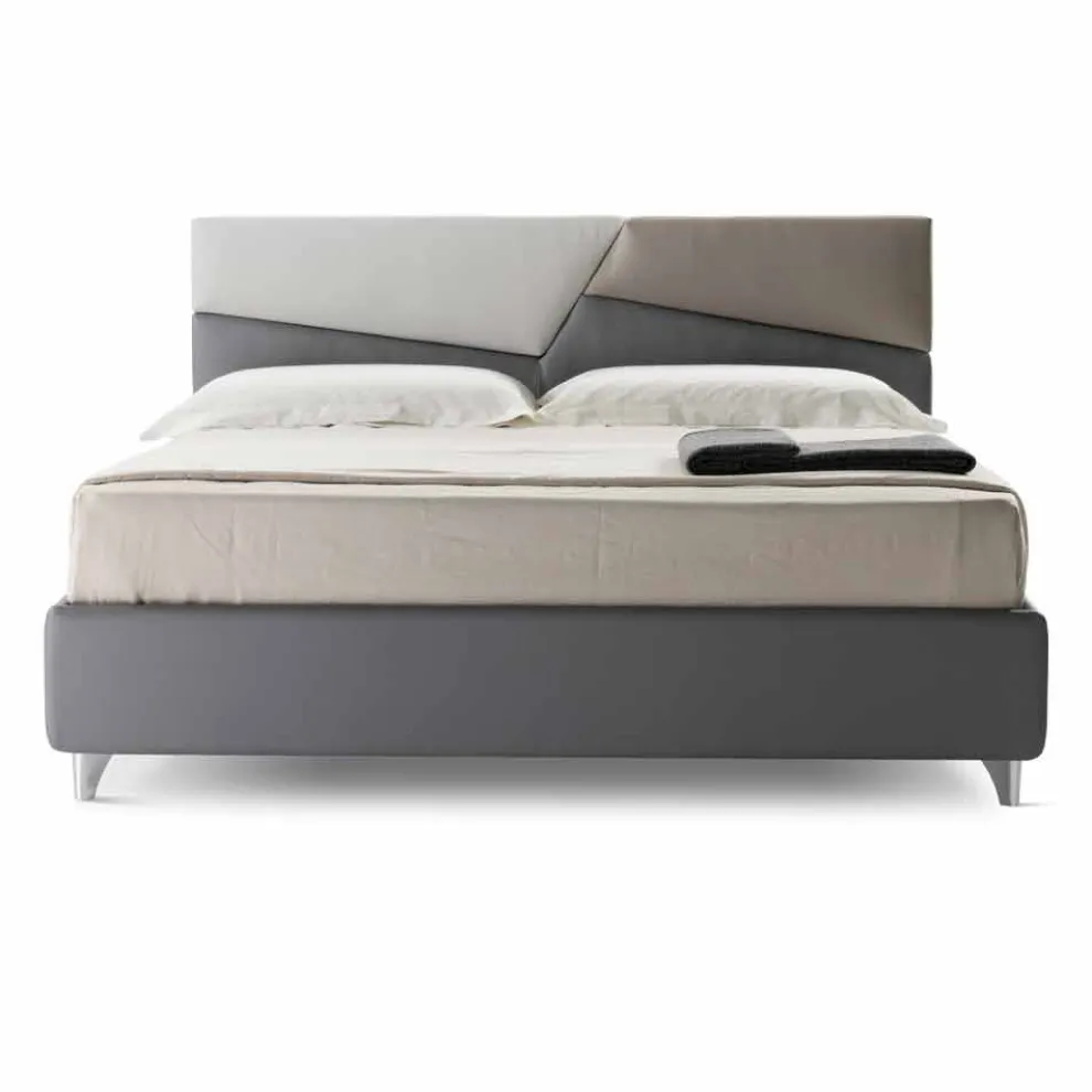 Doppelbett mit gepolstertem Behälter aus Kunstleder Made in Italy - Raggino