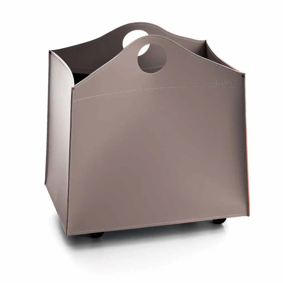 Design Portalegna Anthrazit Leder mit WoodBag Rädern