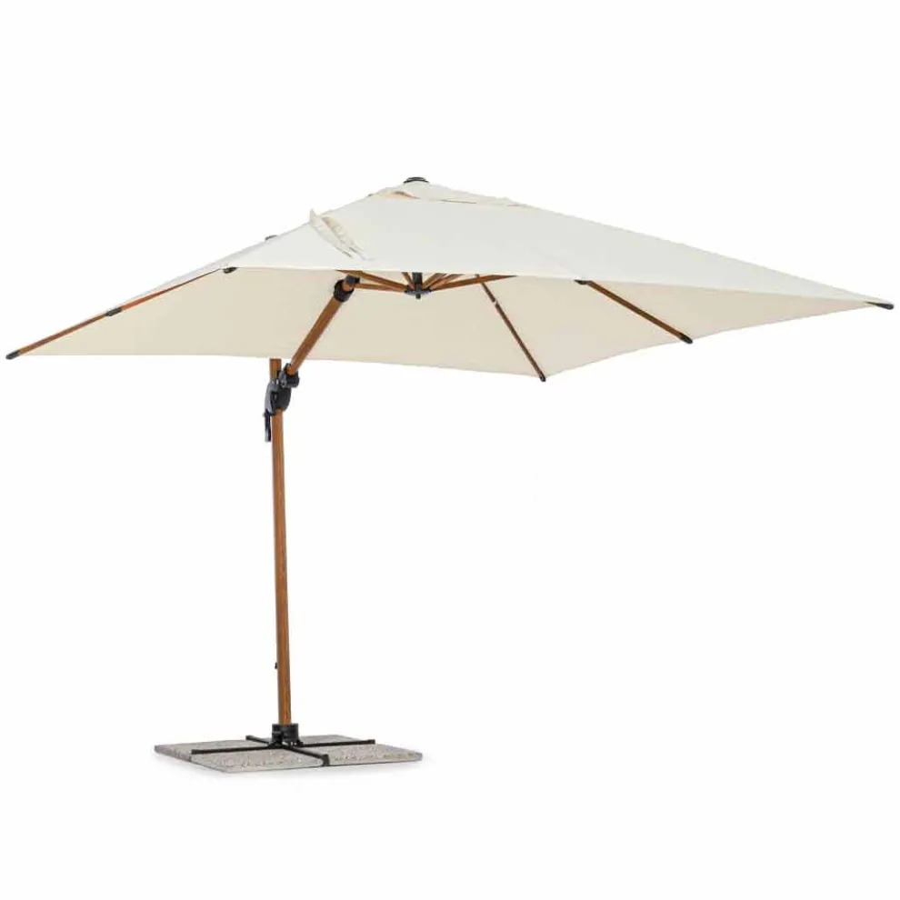 Sonnenschirm, 3x3 in Aluminium mit beiger Polyesterabdeckung - Leano
