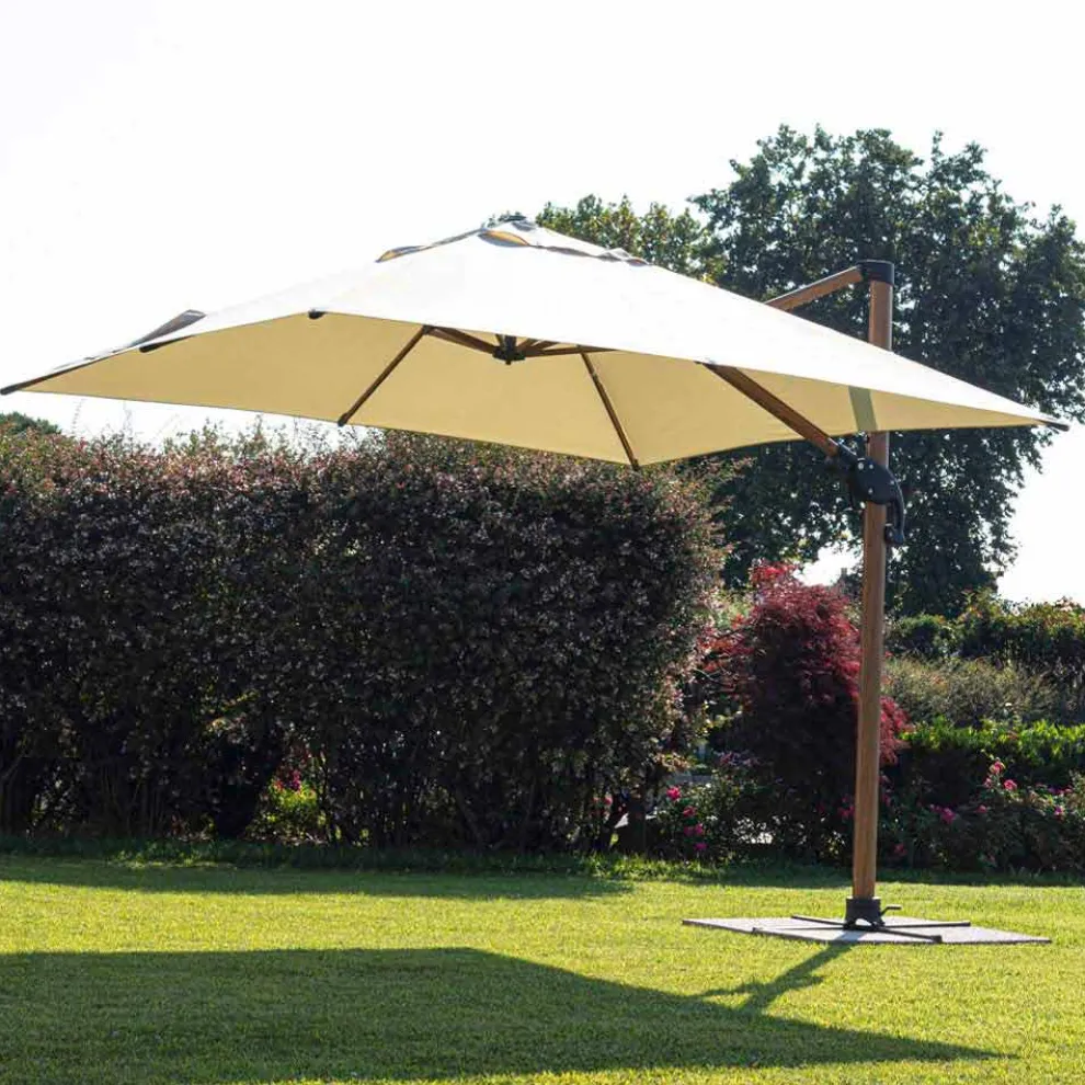 Sonnenschirm, 3x3 in Aluminium mit beiger Polyesterabdeckung - Leano