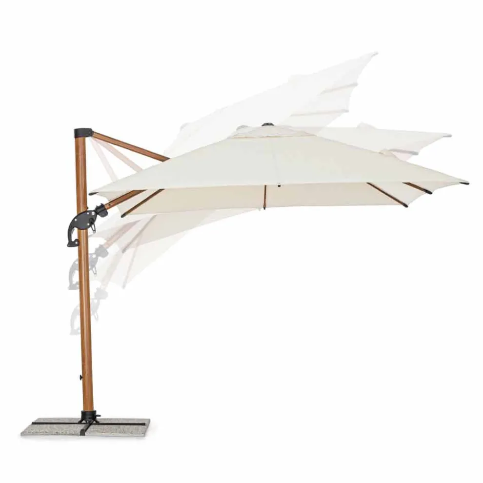 Sonnenschirm, 3x3 in Aluminium mit beiger Polyesterabdeckung - Leano