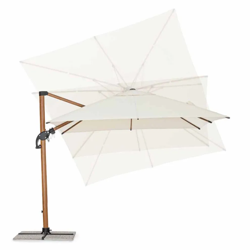 Sonnenschirm, 3x3 in Aluminium mit beiger Polyesterabdeckung - Leano