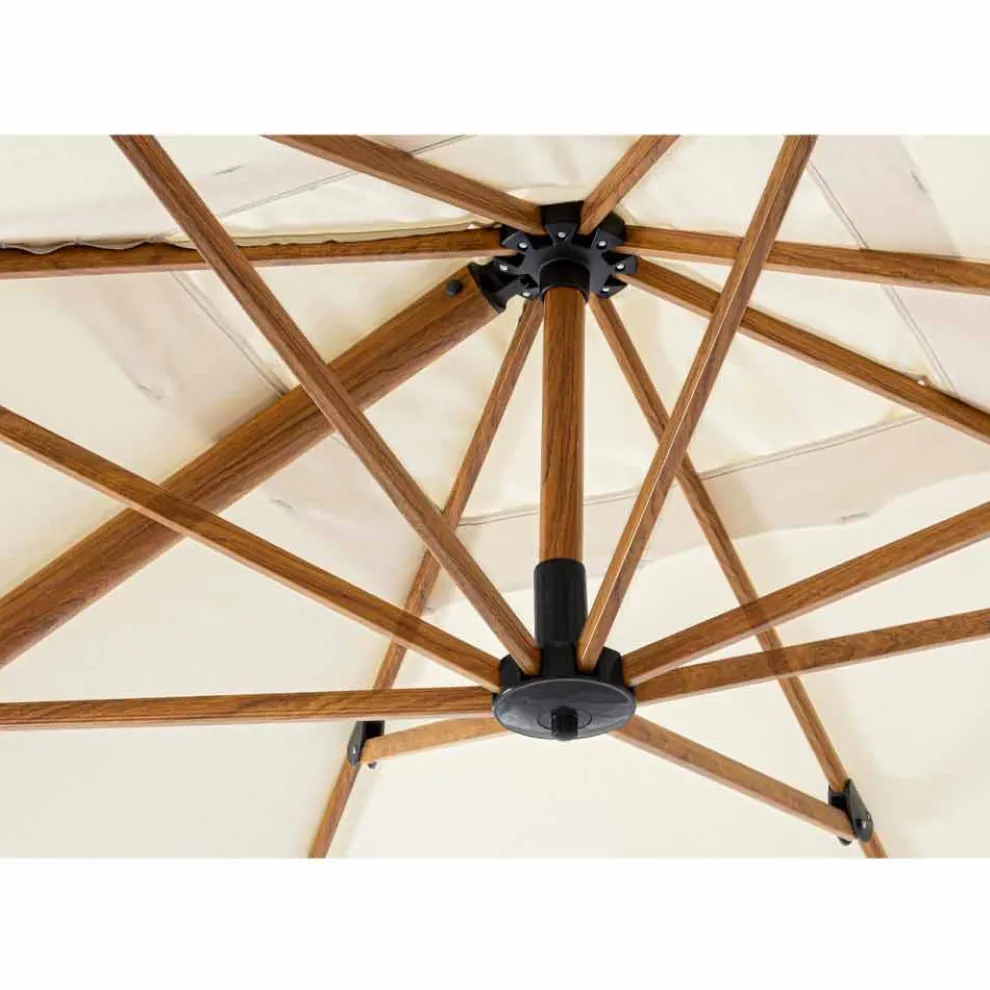 Sonnenschirm, 3x3 in Aluminium mit beiger Polyesterabdeckung - Leano