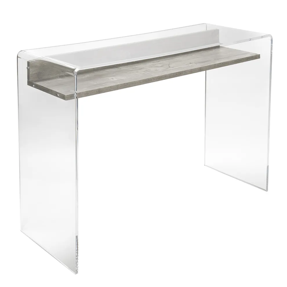Transparente Konsole aus Plexiglas mit Designer-Holzregal – Carducci