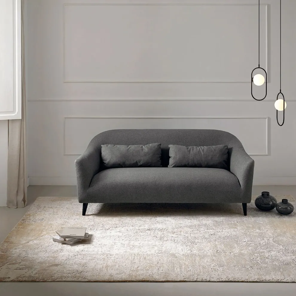 Modernes Design Eleganter Teppich für Wohnzimmer in Bambusseide und Wolle - Pascha
