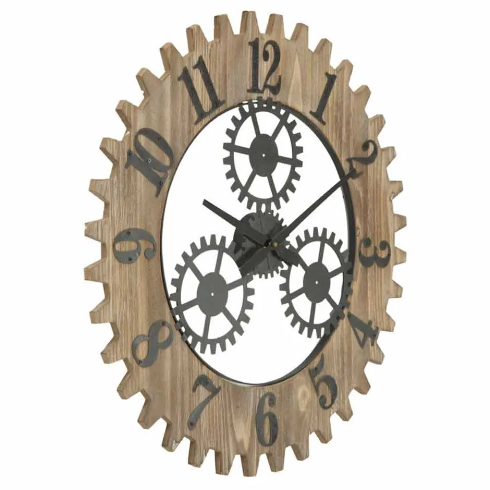 Runde Wanduhr im modernen Design aus Eisen und MDF - Gitta