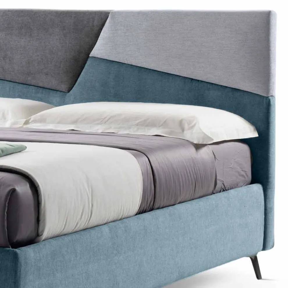 Doppelbett mit Container gepolstert in Made in Italy Stoff - Raggino
