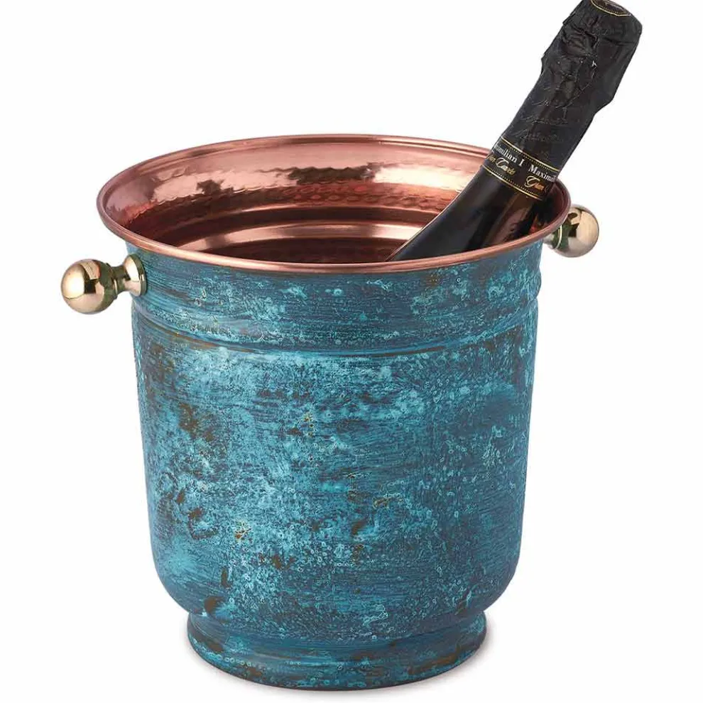 Ice Bucket Wine Design in poliertem Kupfer oder Grün 20 cm - Gennarino
