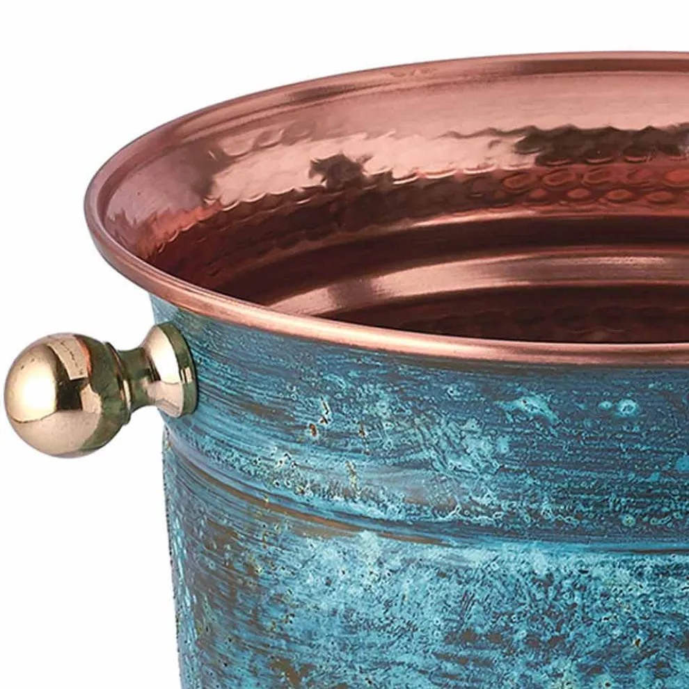 Ice Bucket Wine Design in poliertem Kupfer oder Grün 20 cm - Gennarino