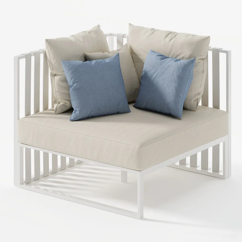 Außensessel mit rechter Ecke aus Aluminium und Gurten Made in Italy - Juliediv