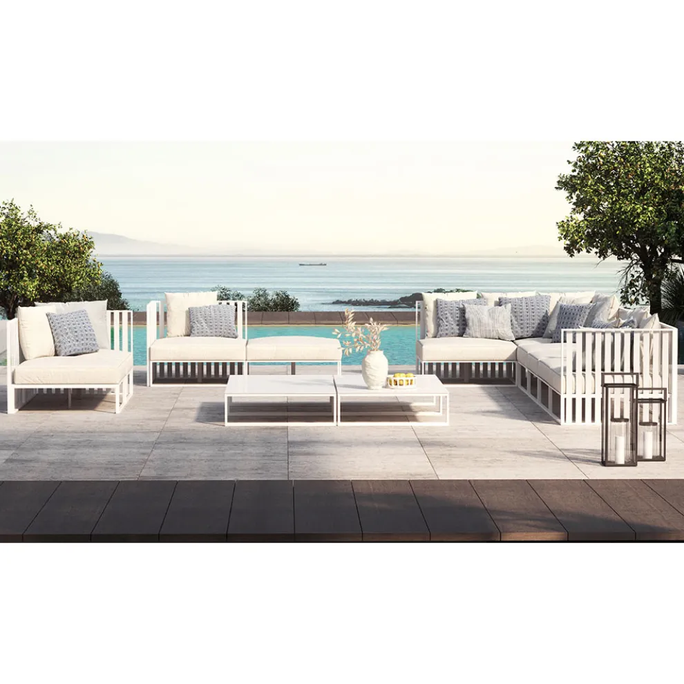 Außensessel mit rechter Ecke aus Aluminium und Gurten Made in Italy - Juliediv