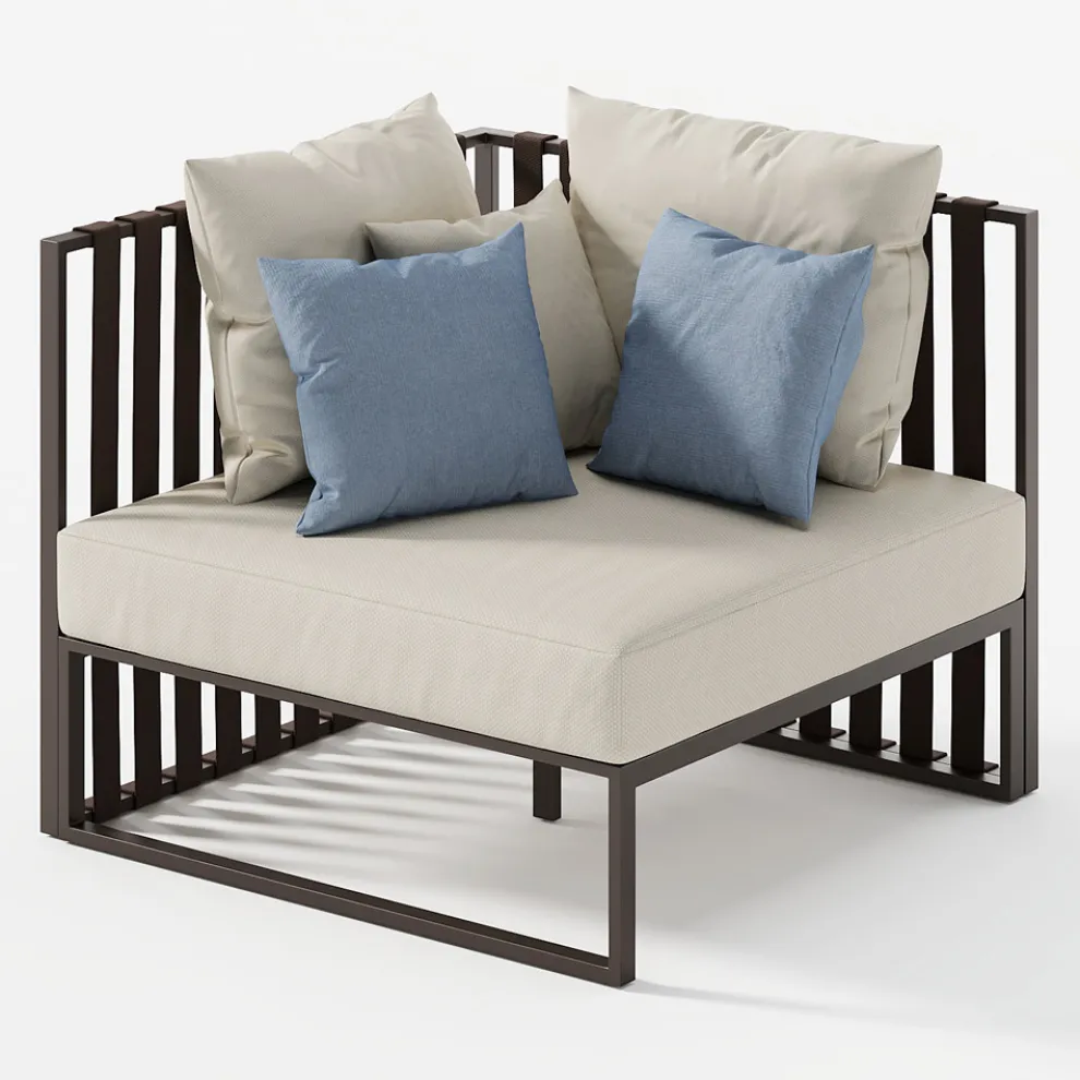 Außensessel mit rechter Ecke aus Aluminium und Gurten Made in Italy - Juliediv