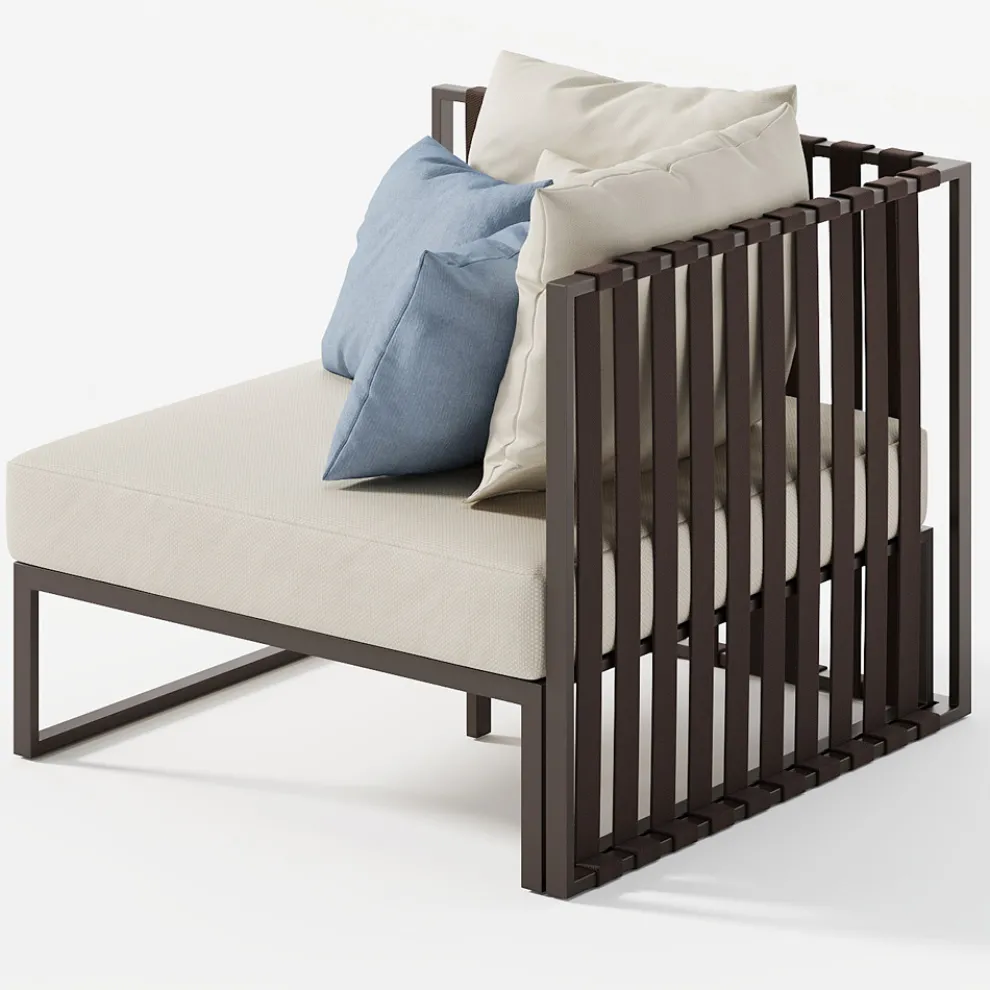 Außensessel mit rechter Ecke aus Aluminium und Gurten Made in Italy - Juliediv