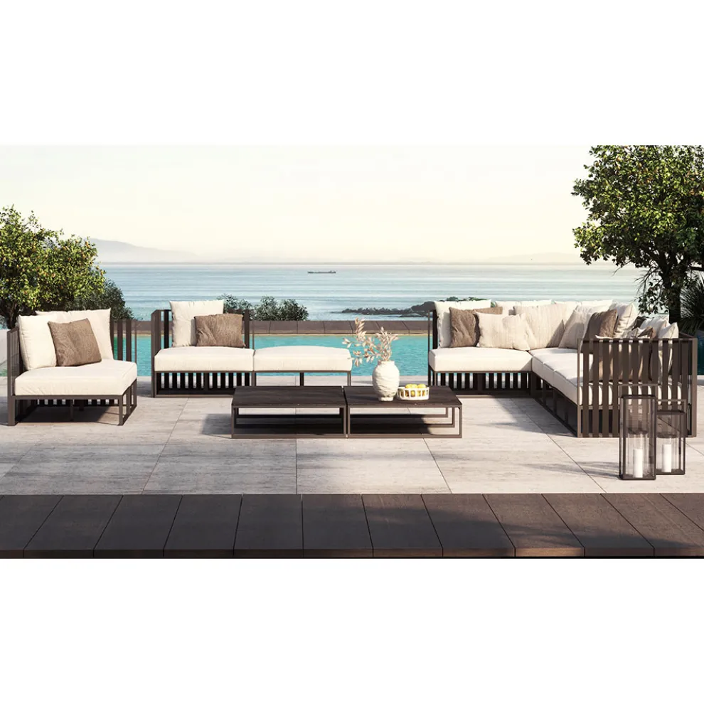 Außensessel mit rechter Ecke aus Aluminium und Gurten Made in Italy - Juliediv