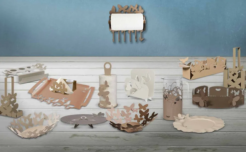 Moderner handgemachter Küchenrollenhalter aus Eisen, Made in Italy - Leiden