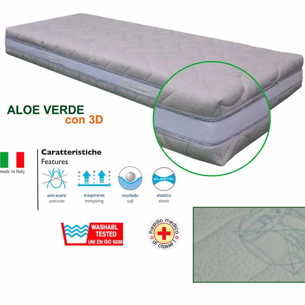 Bio3 Anti-Milben-Quadrat- und Halbmatratze mit abnehmbarem Bezug mit 7 tragenden Zonen - Trifo