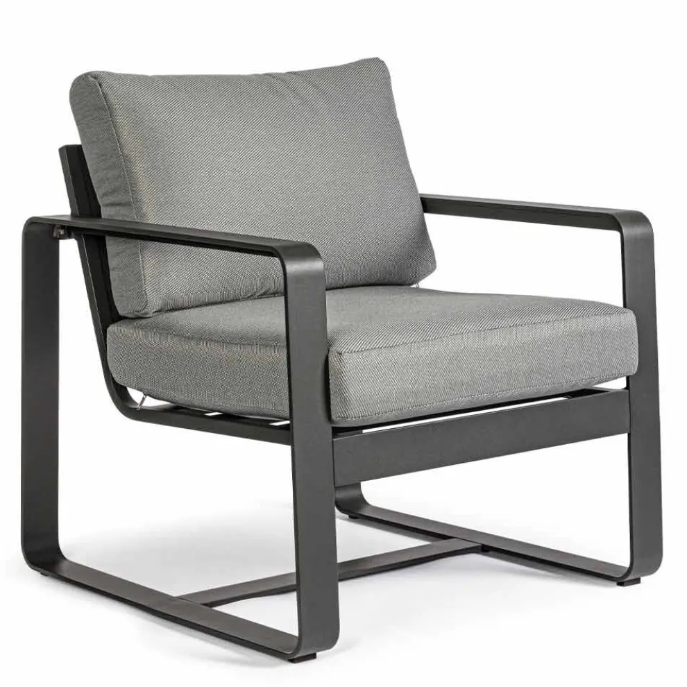 Outdoor-Sessel aus Stoff und Aluminium Anthrazit, 2 Stück - Deria