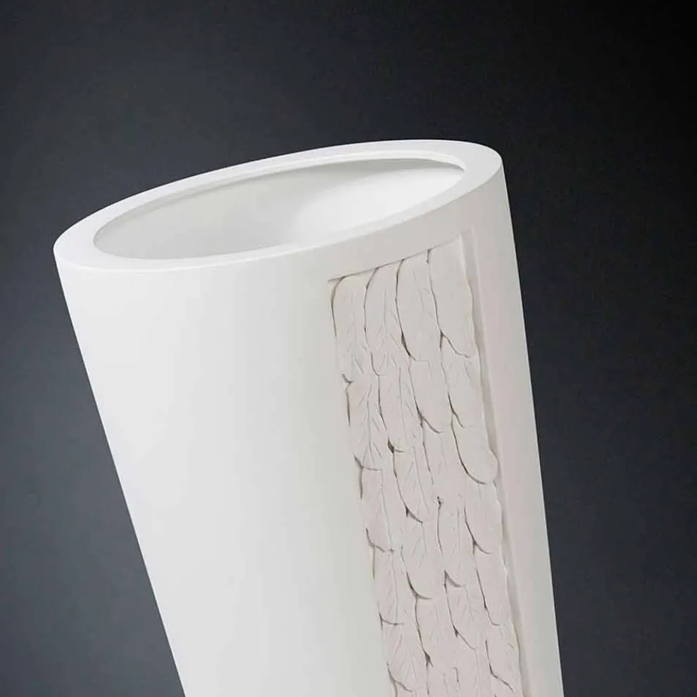 Hohe dekorative Vase aus weißer Keramik mit Dekoration Made in Italy - Calisto