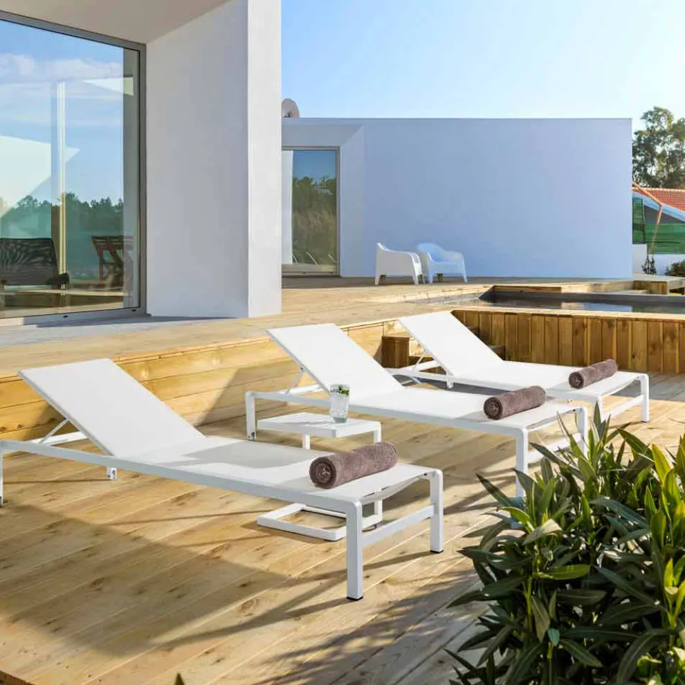 Aluminium Liegegarten Chaiselongue, Homemotion, 4 Stück - Lester