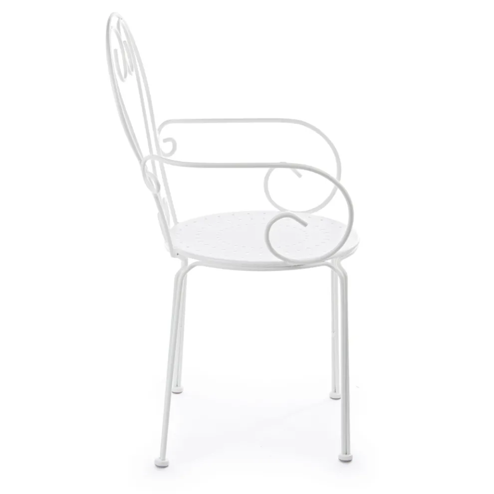 Gartenstuhl mit Armlehnen Shabby Chic Design in Stahl - Charm
