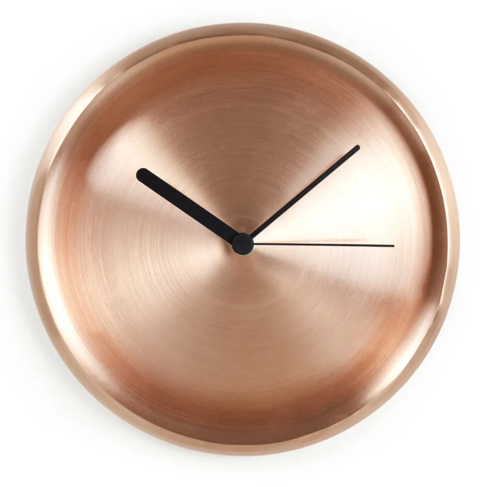 Runde Wanduhr in poliertem Kupfer Design Made in Italy - Ogio