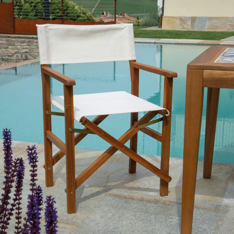 Regiestuhl aus geöltem Akazienholz Naturfarbe - Technical