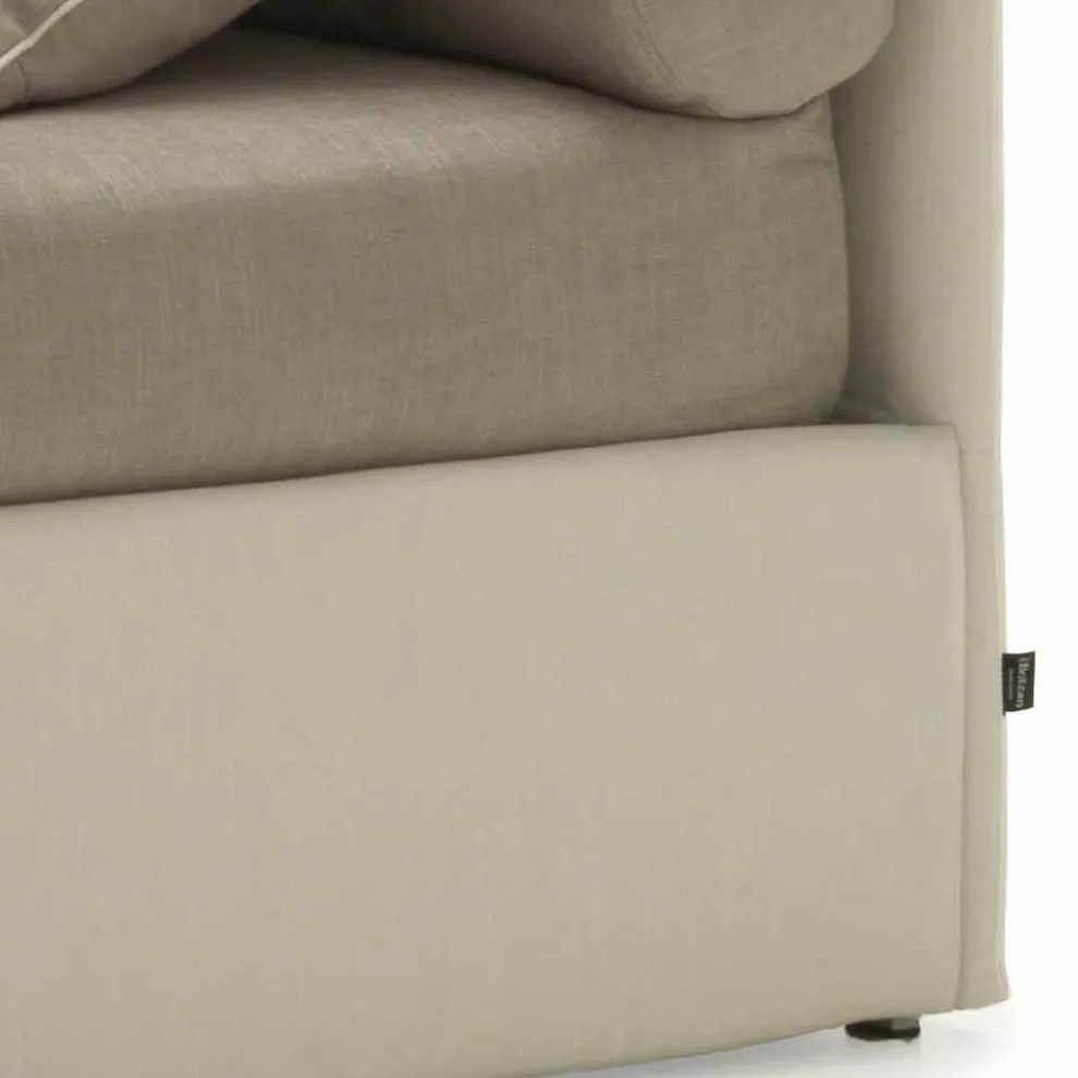 Einzelbett mit Kopfteil, Struktur aus Eisen und Holz Line von Bolzan