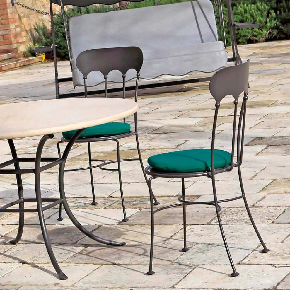Stapelbarer Outdoor-Eisenstuhl mit Kissen Made in Italy 2 Stück - Allegra