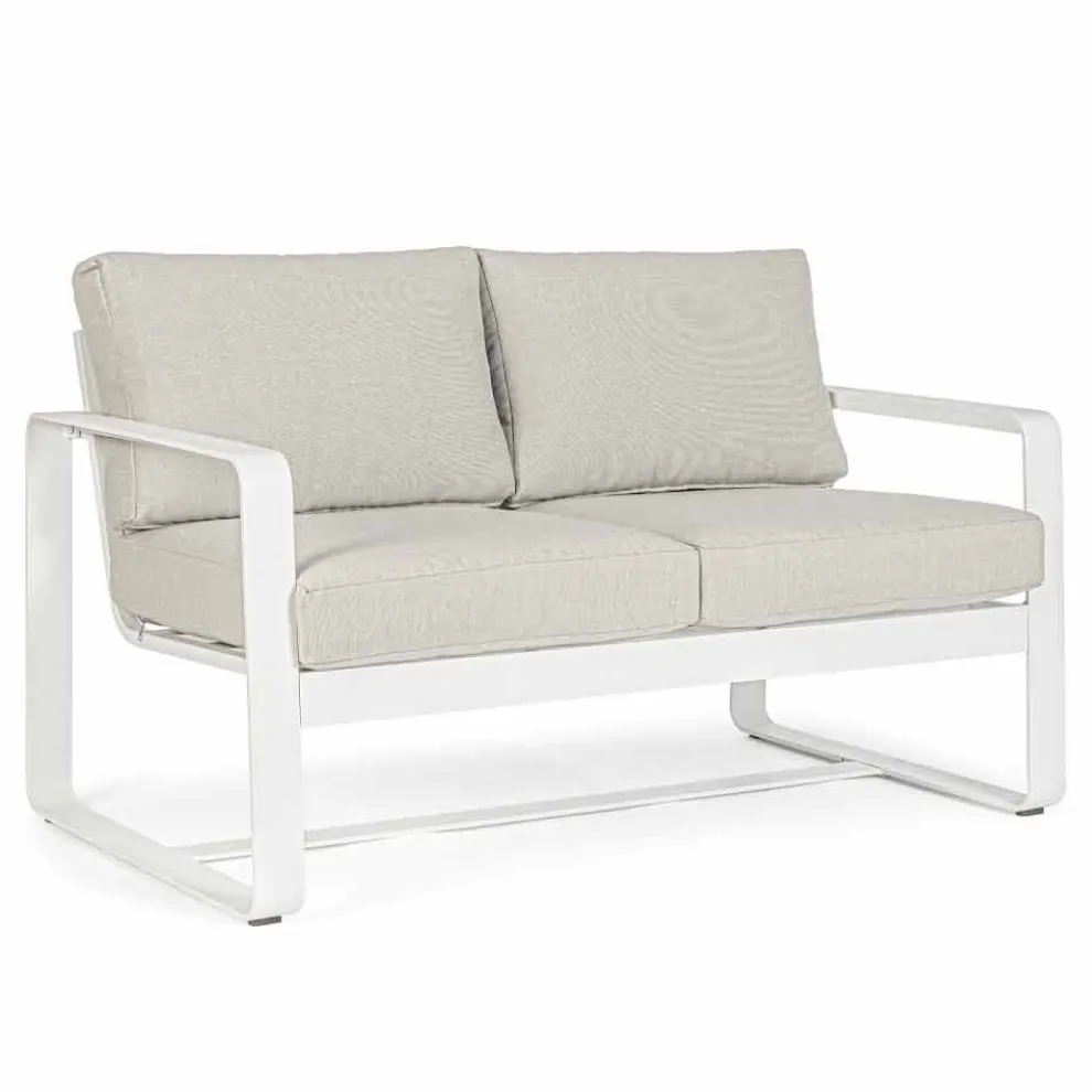 2-Sitzer-Outdoor-Sofa aus Aluminium mit Stoffkissen - Mirea