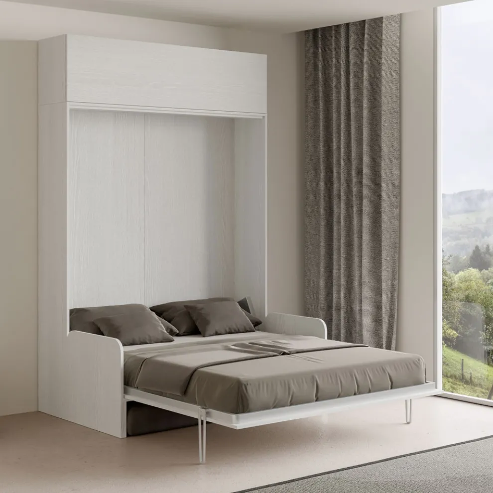 Vertikales Klappdoppelbett mit Sofa und Wandeinheit - Magiccompare