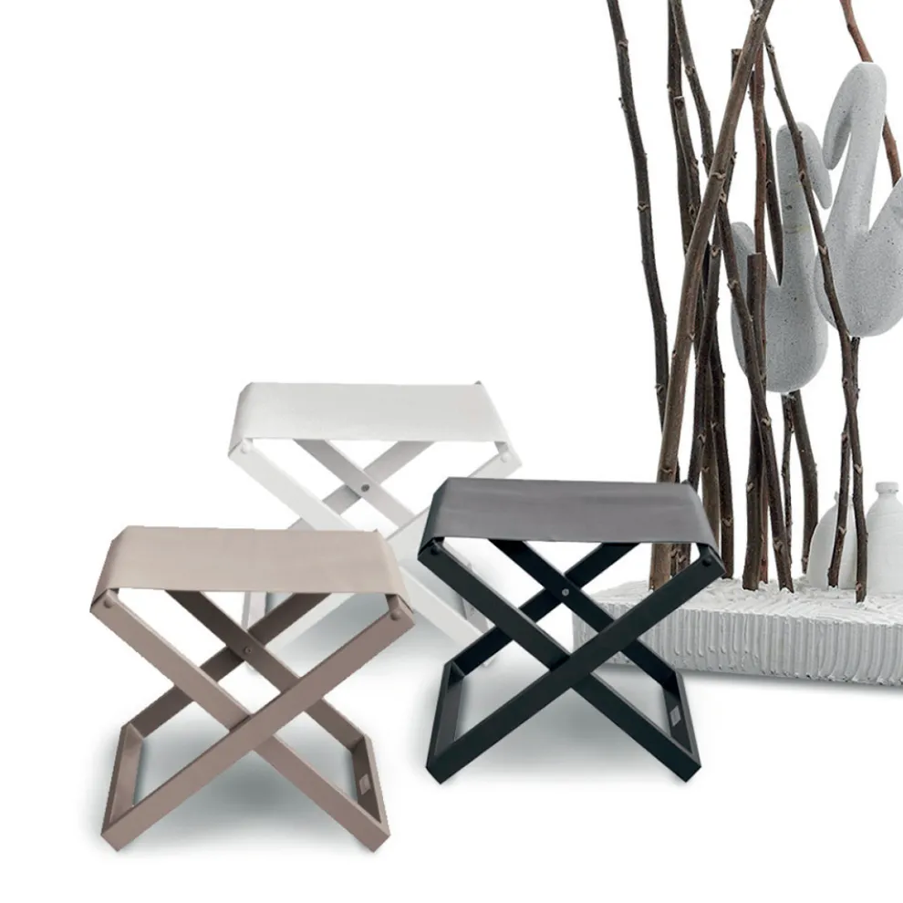 Hocker für den Außenbereich aus lackiertem Aluminium und Textilene - Edward