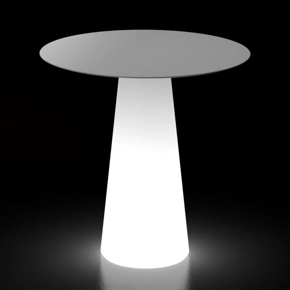 Außenleuchttisch mit LED-Lichtbasis und runder Platte Made in Italy - Forlina