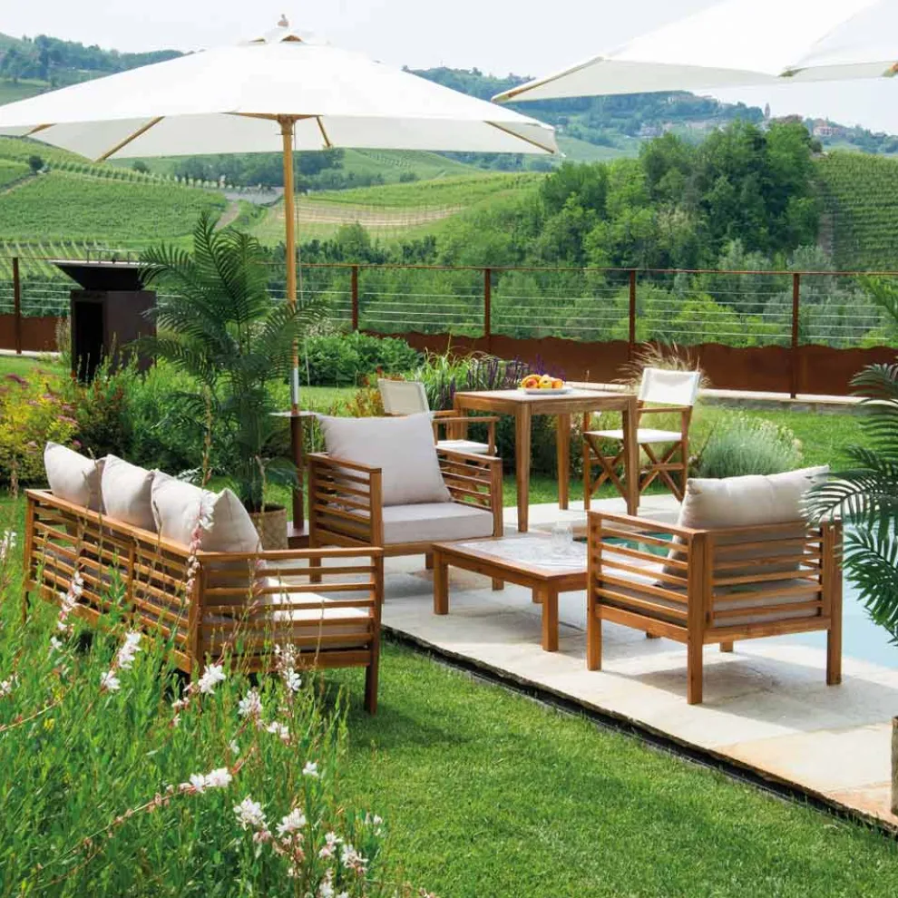 Garten Lounge Set aus geöltem Akazienholz Naturfarbe - Technisch