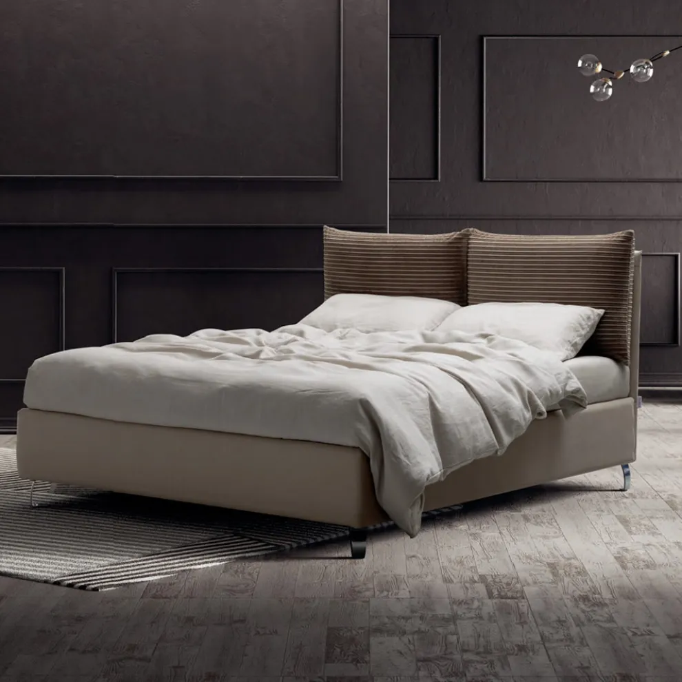 Doppelbett 160x190 mit 2 weichen Kissen im Kopfteil - Tramonti