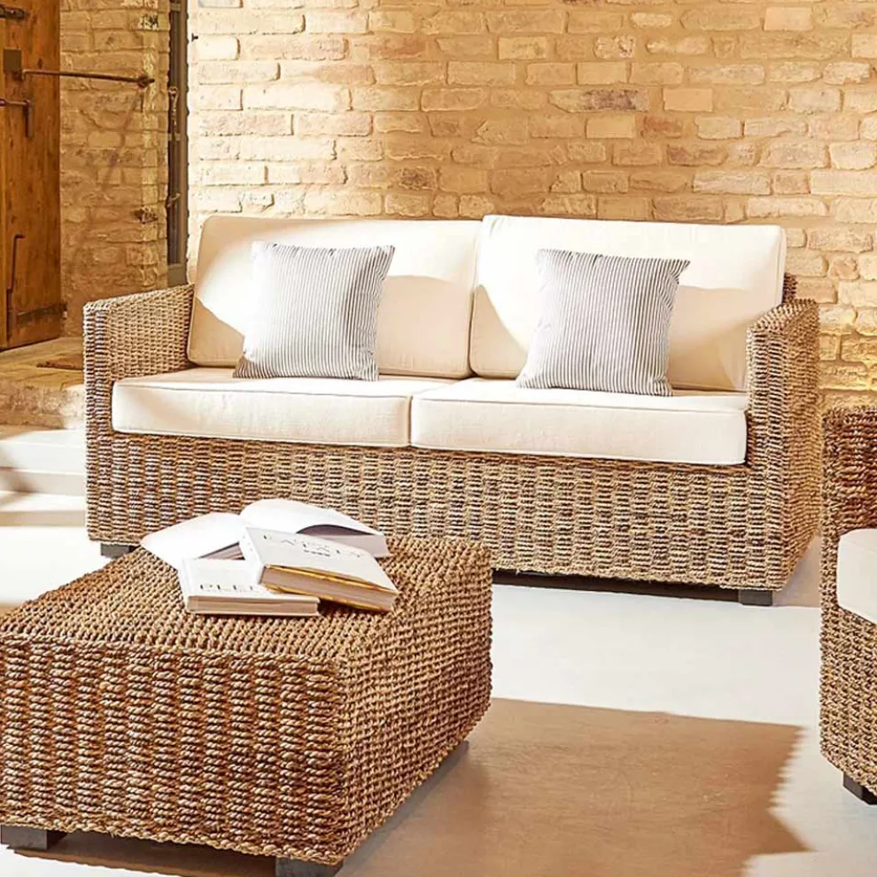 Gartensofa in verschiedenen Größen in Abaca mit Kissen - Raziel