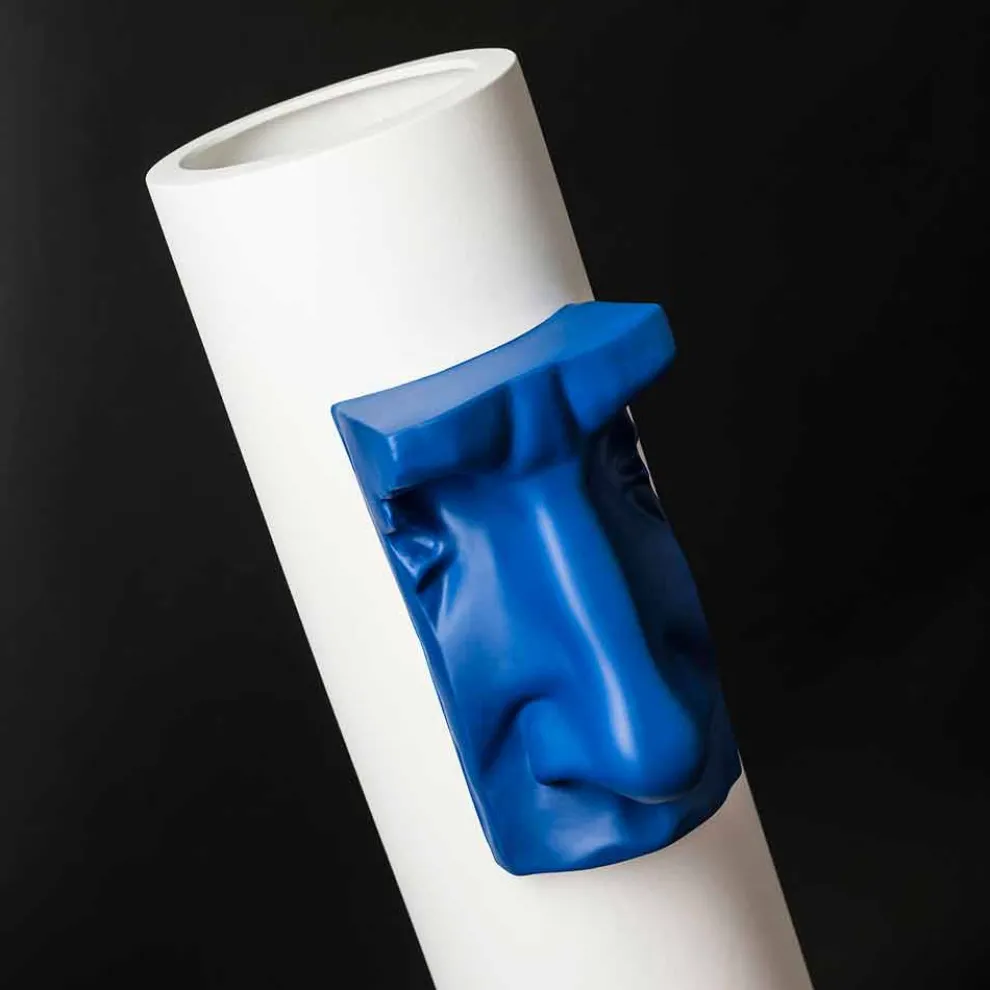 Weiße Keramikvase mit farbigem Einsatz handgefertigt in Italien - Monte