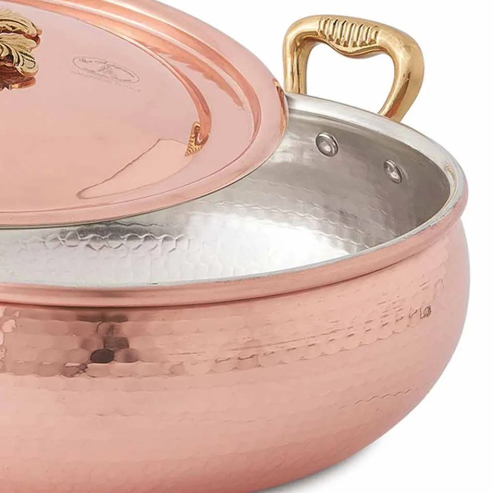 Gemüsetopf mit handgemachtem verzinntem Kupferdeckel Made in Italy 24 cm - Mariacarla