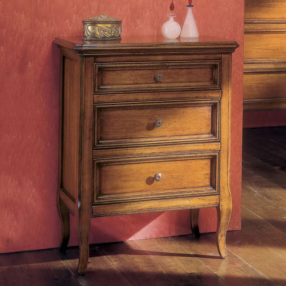 Nachttisch mit 3 Schubladen aus Bassano-Holz, Frankreich Made in Italy – Hawwat