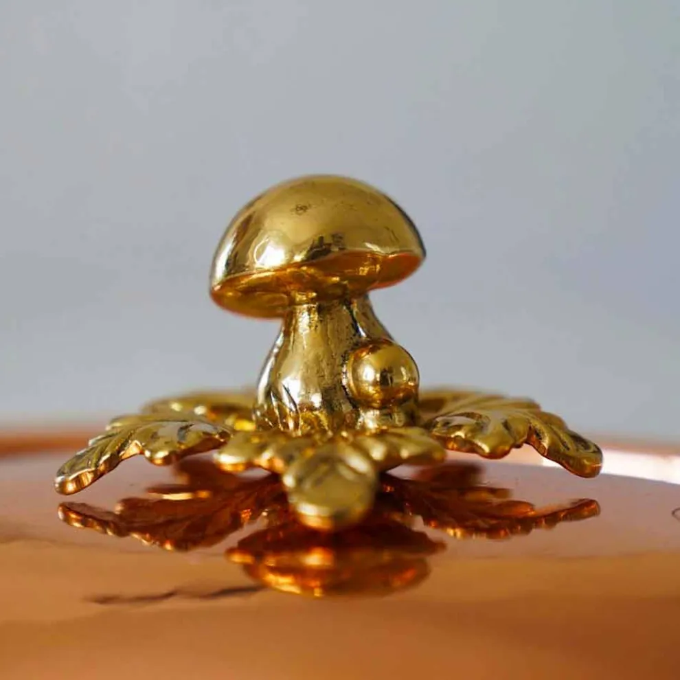 Hoher Topf in Hand verzinnt Kupfer mit Griffen und Deckel 28 cm - Mariarita