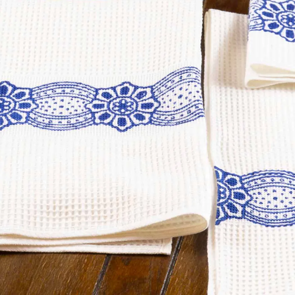 Italienisches handgefertigtes Handtuch mit handgefertigtem Druck aus Baumwolle - Viadurini von Marchi