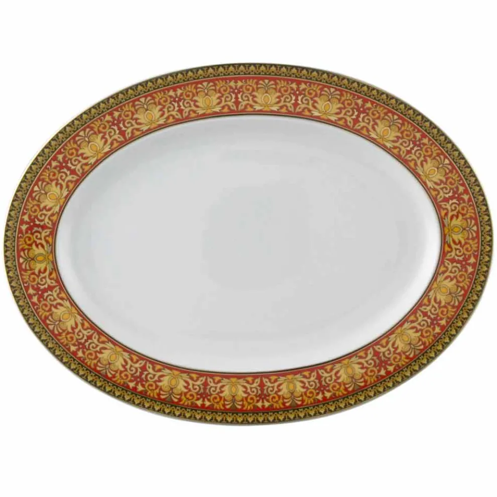 Rosenthal Versace Red Medusa 40cm ovale Schale aus Porzellan